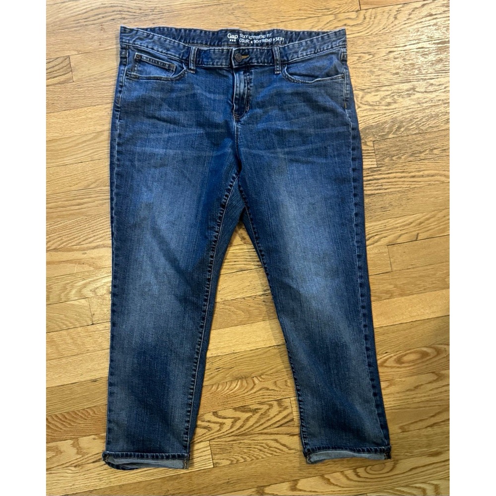 Gap Boyfriend Women's Jeans Blue Medium Wash Denim 5-Pocket Button Zip Plus 18